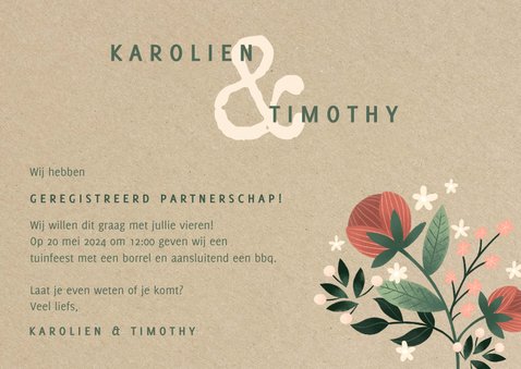 Geregistreerd partnerschap met kraft en bloemen 3