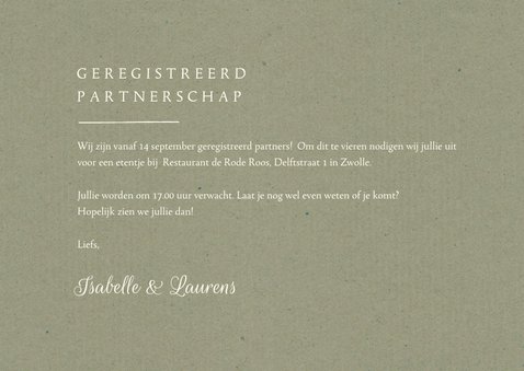Geregistreerd partnerschap vintage kraft kant bloemen groen 3