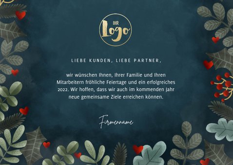 Geschäftliche Neujahrskarte botanisch 3