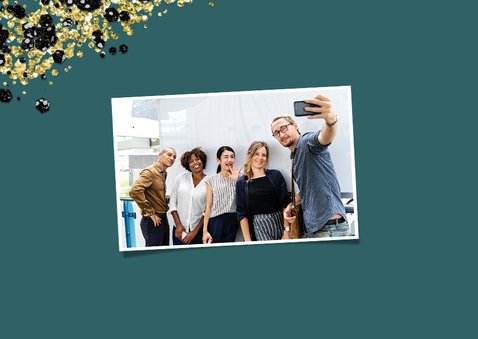 Geschäftliche Weihnachtskarte Fotocollage mit Goldeffekt 2
