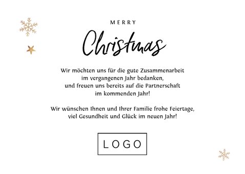 Geschäftliche Weihnachtskarte großes Foto & Schneeflocken 3
