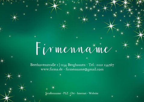 Geschäftliche Weihnachtskarte grün mit Sternen 3