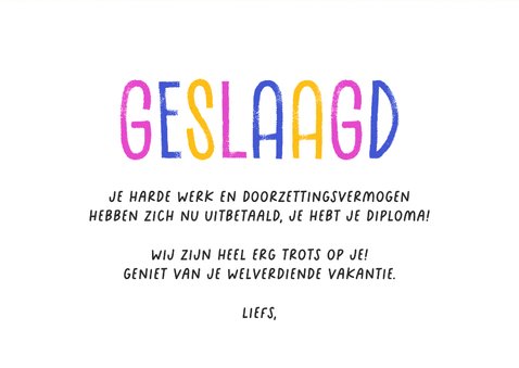 Geslaagd felicitatiekaart verf kleurrijk confetti diploma 3