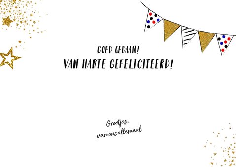 Geslaagd! Hippe felicitatie kaart slingers en sterren 3