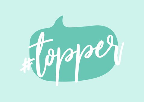 Geslaagd kaart hashtag topper met praatwolkje 2