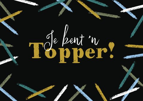Geslaagd kaart 'Topper!' abstracte kaarsjes kleurrijk foto 2