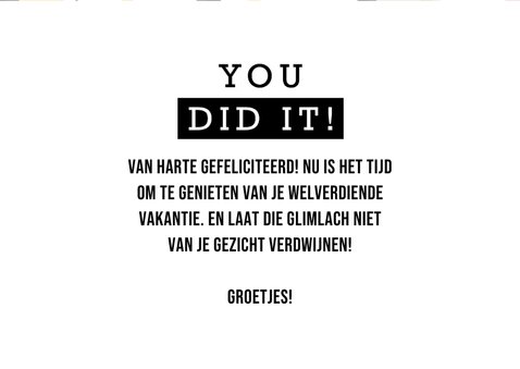 Geslaagd kaart you did it vrolijk smiley patroon 3