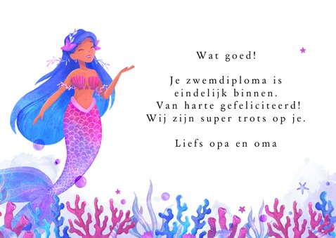 Geslaagd kaart zeemeermin zwemdiploma trots 3