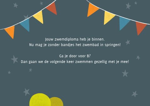 Geslaagd zwemdiploma met dinosaurus 2