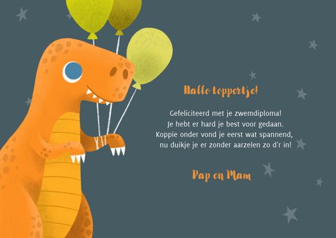 Geslaagd zwemdiploma  met dinosaurus 3