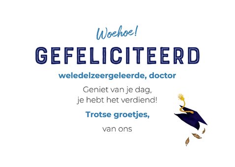 Geslaagdkaart met uil voor een promovendus 3