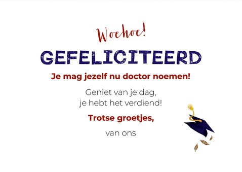 Geslaagdkaart met uil voor een promovendus 3