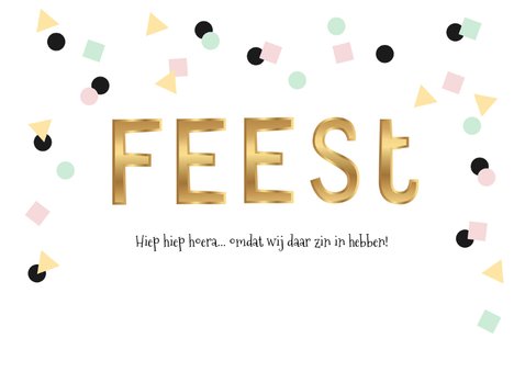 Gezellige hippe confetti uitnodiging met foto collage 2
