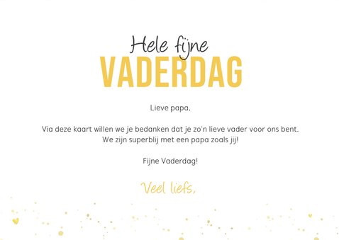 Gezellige vaderdagkaart met grijze en gouden hartjes 3