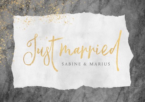Glückwunschkarte 'Just married' mit Marmor und Goldstaub 2