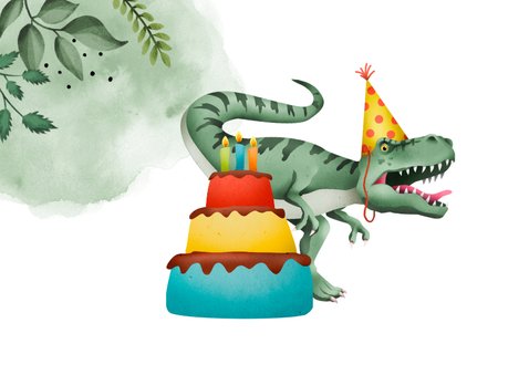 Glückwunschkarte zum Geburtstag mit Foto & Partydino 2