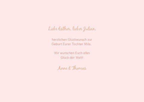 Glückwunschkarte zur Geburt 'it's a girl!' rosa 3