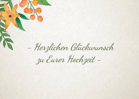 Glückwunschkarte zur Hochzeit mit stilvollen Blumen 2