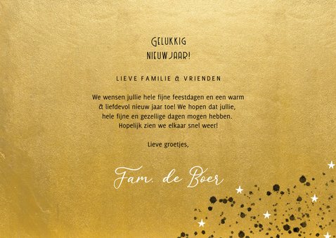 Goudlook nieuwjaarskaart 2023 spetters sterren en foto 3