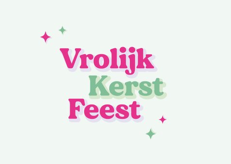 Grappig kerstkaart met afkorting vrokefe in groen en roze 2