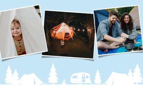 Grappige camping vakantiekaart met foto en tentjes 2