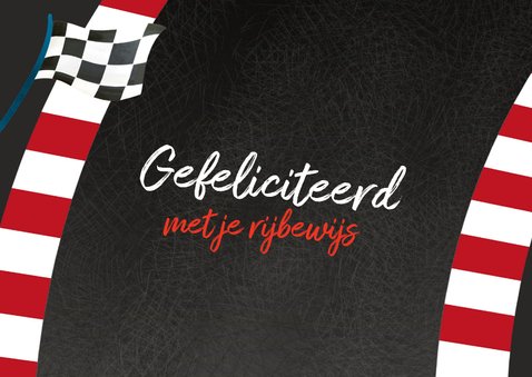 Grappige felicitatiekaart voor rijbewijs met raceauto 2