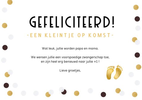 Grappige felicitatiekaart zwanger 1 + 1 = 3 en confetti 3