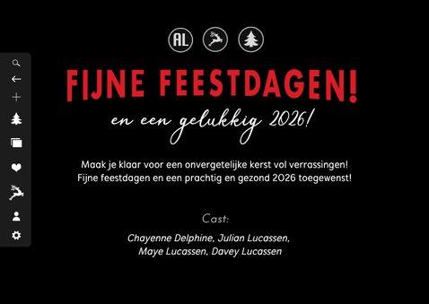 Grappige foto kerstkaart in een kerstfilm stijl 3