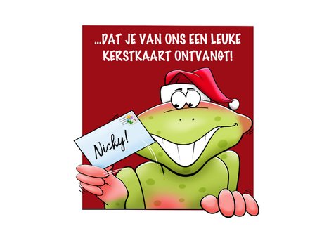 Grappige kaart met kikkers, die je fijne kerstdagen wensen 2