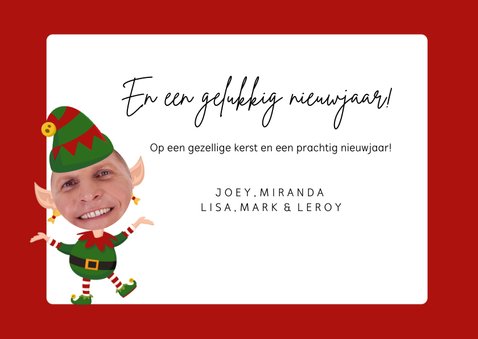 Grappige kerstkaart kerst Elfjes 5 personen met eigen foto 3