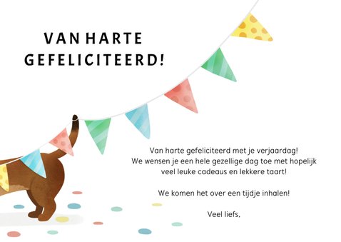 Grappige lange afstands verjaardagskaart met teckel 3
