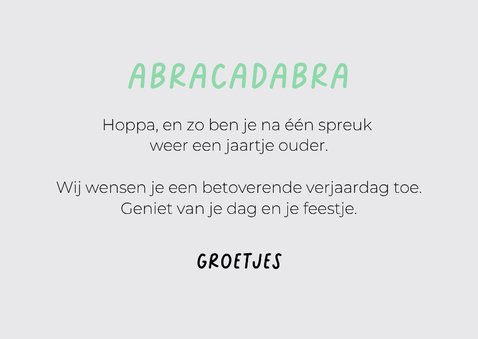 Grappige leuke, verjaardagskaart van hond in toverpakje 3