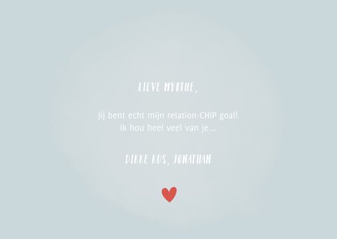 Grappige liefdekaart "relation-chip goals" met chipjes 3