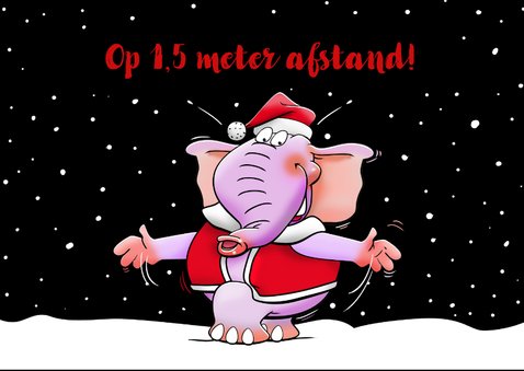 Grappige nieuwjaarskaart met 2 olifanten op 1,5 meter 2