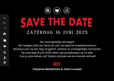 Grappige save the date trouwkaart in een tv streaming stijl 3