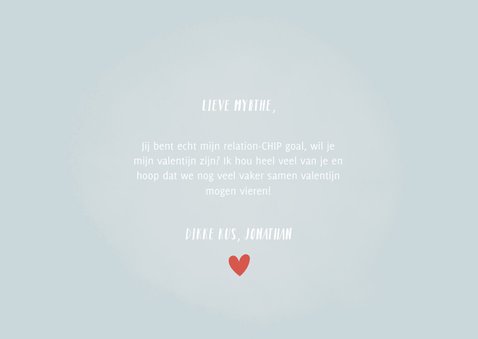 Grappige valentijnskaart "relation-chip goals" met chipjes 3