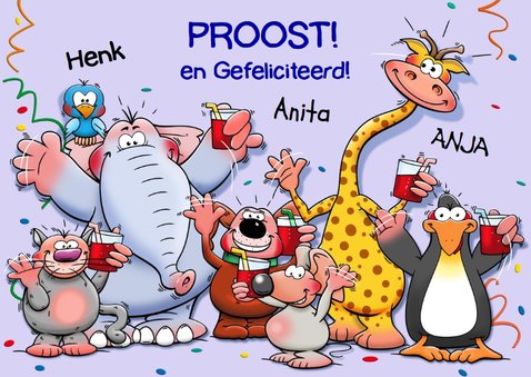 Grappige verjaardagskaart beestenboel met pakjes 3