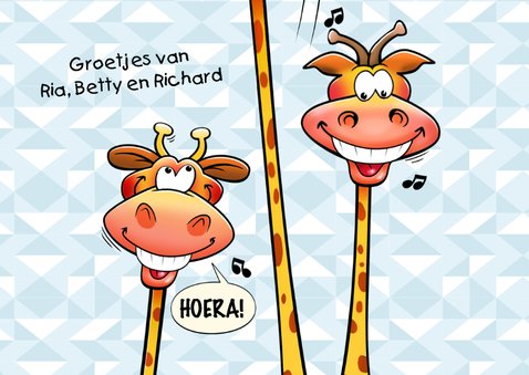 Grappige verjaardagskaart giraf in envelop surprise! 3