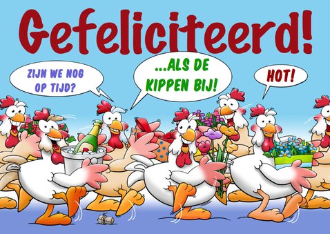 Grappige verjaardagskaart kakelende kippen 3