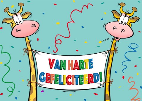 Grappige verjaardagskaart met giraffen 3