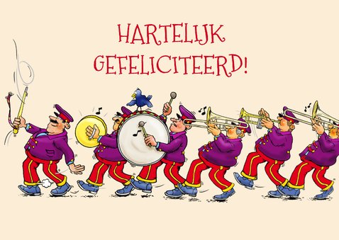 Grappige verjaardagskaart met muziek van de fanfare 2