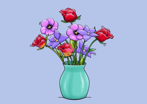 Grappige verjaardagskaart met olifant en muis en bloemen 2