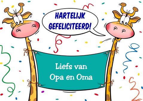 Grappige verjaardagskaart met zingende giraffen 3