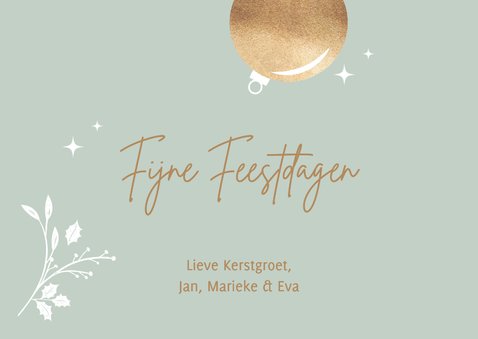 Groen kerstkaartje met foto en ornamenten 3
