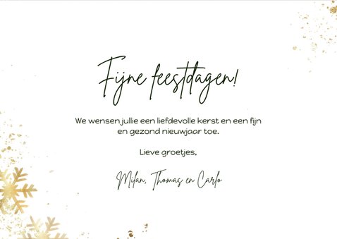 Groene kerstkaart met goudlook sterren ijskristallen 3