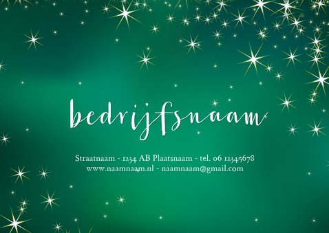 Groene zakelijke kerstkaart met lichtjes 3