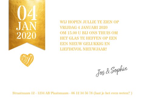 Grote foto met gouden label nieuwjaarskaart 3