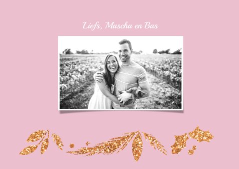 Happy Holidays roze met foto 3