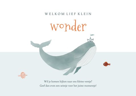 Hip geboortekaartje onderwater walvis dieren illustratie 2