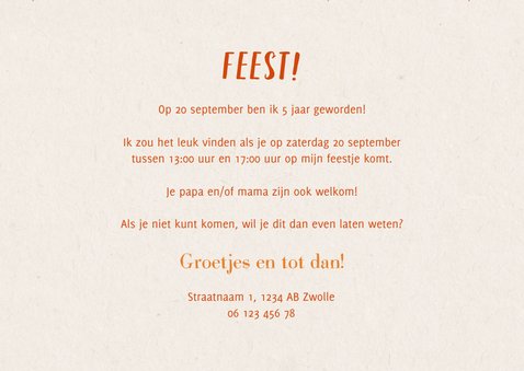 Hip kinderfeestje uitnodiging vosje patroon en foto 3